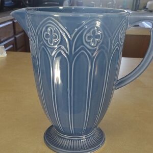 Seagull Pewter Ceramic Blue Pitcher